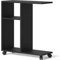 Homlando Couchtisch Organizer TRASCO 1 auf Rollen 60 cm Laptop-Tisch Nachttisch Console Sofatisch Regal Schwarz Matte