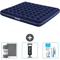OEM Zwei-Mann-Luftbett - 183 x 203 x 22 cm - Blauw - inklusive Hoeslaken - Pomp und Reparaturset