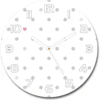 Tulup Wanduhr aus Glas 30fi Glasbild Glasuhr Gehärtetes Glas - weisse-zeiger - Dots and hearts