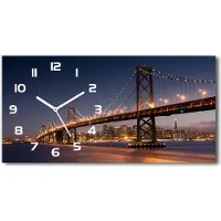 Tulup Wanduhr aus Glas – 60x30 cm - Glasbild - Glasuhr - Gehärtetes Glas - weisse-zeiger - San Francisco-Brücke