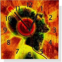 Wallario Design Wanduhr Musik mit Kopfhörern aus Aluverbund, Größe 30 x 30 cm