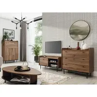 Lomadox Vintage Wohnzimmer Möbel Set in Eiche Nb. VAREDO-132 Highboard, Lowboard, Kommode und Couchtisch