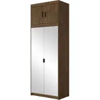 Mirjan 24 Kleiderschrank Elena 2D3S mit Frontspiegel + Schrankaufsatz, Drehtürenschrank, Garderobe mit vier Drehtüren und drei Schubladen, Kleiderstange (Farbe: Lefkas Eiche)