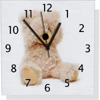 Wallario Design Wanduhr Süßer Teddybär aus Aluverbund, Größe 30 x 30 cm