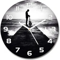 Tulup Wanduhr aus Glas 30fi Glasbild Glasuhr Gehärtetes Glas - weisse-zeiger - Guitarist on the pier