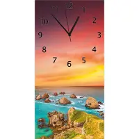Wallario Design Wanduhr Himmel am Abend aus Echtglas, Größe 30 x 60 cm