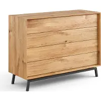 Feldmann-Wohnen Kommode Modern Loft Schubladenkommode 121x45x90cm Massivholz geölt Farbe wählbar,Eiche Natur
