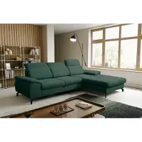 VENASI MALIBU Rechts Ecksofa mit Schlaffunktion und Bettkasten Sofa L Form Eckcouch Schlafsofa GRÜN