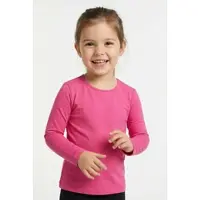 Happy girls Langarmshirt , Mädchen, Gr. 116, pink, Jersey, Obermaterial: 95% Baumwolle, 5% Elasthan, unifarben, figurbetont hüftlang, Rundhals, abgesteppte Kante, Shirts Langarmshirt, in Basic-Form
