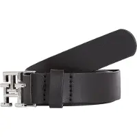Tommy Hilfiger Ledergürtel "TH LOGO 2,5 cm breit", Damen, Gr. 85, schwarz, Leder, Gürtel Ledergürtel, mit Monogramm-Schließe