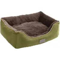 Kerbl Hundebett Samuel, 60 x 50 x 17 cm, Grau und Dunkelgrau, Weicher Plüschbezug, Wendekissen, Waschbar bis 30°C