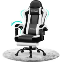 Hiazurm Gaming Stuhl,Bürostuhl Ergonomischer Gaming Sessel mit Lendenwirbelstütze Fußstütze, gepolstert,Kopfkissen Gaming Stuhl, 150kg Gaming Chair