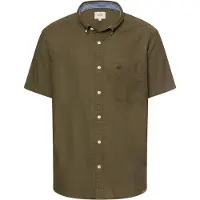 Camel active Kurzarmhemd , Herren, Gr. M, N-Gr, grün (deep olive), Web, Obermaterial: 100% Baumwolle, meliert, normal hüftbedeckend, Rundhals, Hemden Kurzarmhemd, mit Button-Down-Kragen