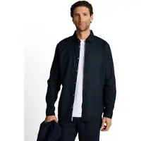Tom Tailor Langarmhemd , Herren, Gr. XL, N-Gr, blau (sky captain blau), Web, Obermaterial: 55% Leinen, 45% Baumwolle, normal hüftbedeckend, Rundhals, Hemden Langarmhemd, mit Leinen
