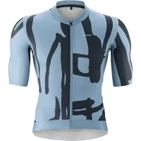 Gonso Road Jersey Print M Männer Herren Kurzarm-Radtrikot mit Full-Zip - S - stormy blue/outerspace