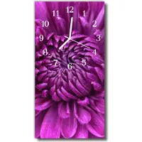 Tulup Glasuhr Wanduhr Küchenuhr Echt-Glas 30x60 Pfingstrose Lila