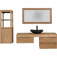 Teako Design Badmöbel Set Mark 90 cm x 120 cm + 2 Schränke breit