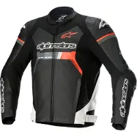 Alpinestars GP Force Motorrad Lederjacke, schwarz/rot/weiß, 54