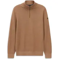 Bugatti Troyer "Basic Essential", Herren, Gr. 3XL, 60, taupe, 100% Baumwolle, unifarben, regular fit, ohne Ausschnitt, Rippbündchen, Pullover Troyer, aus reiner Baumwolle