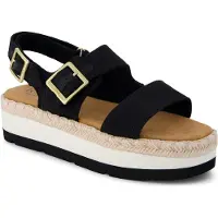 Toms Giana Textil Damen Schwarze Strand-Sandalen
