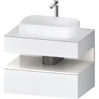 Duravit Qatego Konsolenwaschtischunterbau, 1 Auszug, 1 Schubkasten, Ausschnitt mittig, 800x550x600mm, Nische Weiß Hochglanz, QA4730022180000