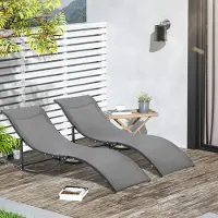Sweiko 2er Set Sonnenliege Gartenliegen Stoffliege Relaxliege ergonomisch Aluminium Texteline Dunkelgrau 165 x 61 x 63 cm