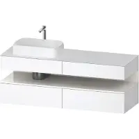 Duravit Qatego Konsolenwaschtischunterbau, 2 Auszüge, 2 Schubkästen, Ausschnitt links, 1600x550x600mm, Nische Weiß hochglänzend, QA4777022180010