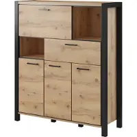 Furniture24 Kommode AKTIV 46 Highboard Barschrank Wohnzimmerschrank 3 Türen 1 Kleppe 1 Schublade