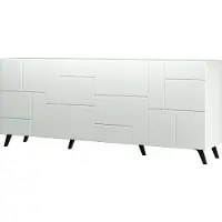 Furniture24 Kommode Diverse DV1 Sideboard 200x82x42 cm Gefräste Front 4 Türen Weiß/Weiß/Muster 1
