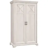 Furniture24 Kleiderschrank KSMS82 Schrank 2 türiger Drehtürenschrank mit Kleiderstange Pinie Weiß