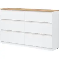 Furniture24 Kommode 78x84x35 cm REMI RM03 Schubladenkommode 6 Schubladen Weiß/Evoke Eiche