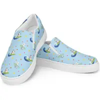 Mr. & Mrs. Panda Slipper Damen Pinguin Surfer Größe 41 - Blau - Geschenk, Optimistisch, Slip-ons, Mokassins, Damenschuhe, Espadrilles, Hawaii, Portugal, Urlaub, Motiviert