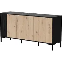 Furniture24 Sideboard Merci 150 Kommode 151 X 74 X 40 Cm 3 Türiger Artisan Eiche/Schwarz