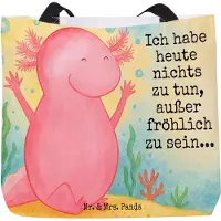 Mr. & Mrs. Panda Stoffbeutel Axolotl Hurra Design - Weiß - Geschenk, Pandatasche, Motivation, Einkaufstasche, Beutel, Zufriedenheit, Freude, Reisetasche, Fröhlich, Tasche