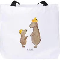 Mr. & Mrs. Panda Tote Bag Bären mit Hut - Weiß - Geschenk, Muttertag, Strandtasche, Papa, Kinder, Vatertag, Tasche, Laptoptasche, Reisetasche, Einkaufstasche, Family