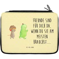 Mr. & Mrs. Panda Etui Schildkröte Maus - Gelb Pastell - Geschenk, Federmäppchen, Beste Freundinnen, Bleistift, Bleistiftetui, Freunde, glücklich, Federmappe