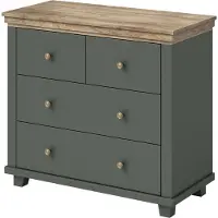 Furniture24 Kommode Evora 27, 4 Schubladen, Grün/Eiche Lefkas, Laminatplatte, klassischer Stil, 90x81x42cm