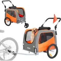 Zerbaco Hunde-Fahrradanhänger, trägt bis zu 30 kg, 2-in-1-Fahrradträger für Haustier-Kinderwagen, einfach zusammenklappbarer Wagenrahmen mit Schnellspannrädern, universeller Fahrradkupplung, Reflektoren