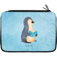 Mr. & Mrs. Panda Federmappe Pinguin Buch - Eisblau - Geschenk, Ferien, Federtasche, Federmäppchen, Pinguine, Entspannen, Mäppchen, Ausruhen, Nichtstun, Lesen, Etui