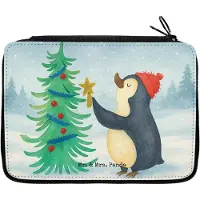 Mr. & Mrs. Panda Mäppchen Pinguin Weihnachtsbaum Design - Weiß - Geschenk, Weihnachten, Schulmäppchen, Schreibmappe, Bleistiftetui, Schlampermäppchen, Winter, Etui