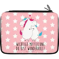 Mr. & Mrs. Panda Mäppchen Einhorn Mitteilung - Rot Pastell - Geschenk, Liebe, Etui, Unicorn, für Stifte, Ehe, Federtasche, Bleistiftetui, Valentinstag, Einhörner, Spruch