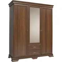 Furniture24 Kleiderschrank Kora KS2 Schrank Drehtürenschrank mit 3 Türen 2 Schubkasten und Spiegel Samoa King