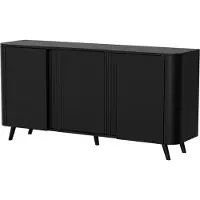 Furniture24 Sideboard 151 X 75 X 39 Cm Kommode Volare 3 Türiger Schwarz