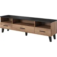 Furniture24 Tv Schrank Lotta, Wohnzimmerschrank, Schrank, Fernsehenschrank, Lowboard, Unterschrank mit 3 Schubkästen, Skandinavisch, Wotan Eiche / Schwarz