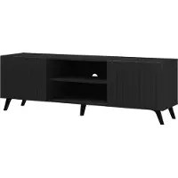 Furniture24 Fernsehschrank Diverse DV2 Sideboard 160x62x42 cm Gefräste Front 2 Türen Tv-Lowboard Schwarz/Schwarz/Muster 5