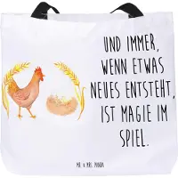 Mr. & Mrs. Panda Strandtasche Huhn Stolz - Weiß - Geschenk, Tragetasche, Eier, Tote Bag, Spruch, Bauernhof, Laptoptasche, Hof, Reisetasche, Geburt, Schwangerschaft