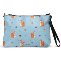Mr. & Mrs. Panda Damenhandtasche Eichhörnchen Blume - Blau - Geschenk, Damen Umhängetasche, Tasche, Spruch Positiv, kleine, Clutch, Lustige Sprüche, Spaß, Lachen
