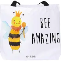 Mr. & Mrs. Panda Strandtasche Biene König - Weiß - Geschenk, Unitasche, Tote Bag, Schultasche, Tasche, Beutel, Reisetasche