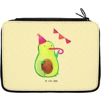 Mr. & Mrs. Panda Schüleretui Avocado Geburtstag - Gelb Pastell - Geschenk, Frucht, Feier, Überraschung, Federtasche, Federmappe, Bleistiftetui, Etui, Federmäppchen, Party
