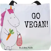 Mr. & Mrs. Panda Tote Bag Einhorn Vegan Design - Weiß - Geschenk, Laptoptasche, Gesund essen, Reisetasche, Strandtasche, Tasche, Schultasche, Leben, Unicorn, Rohkost